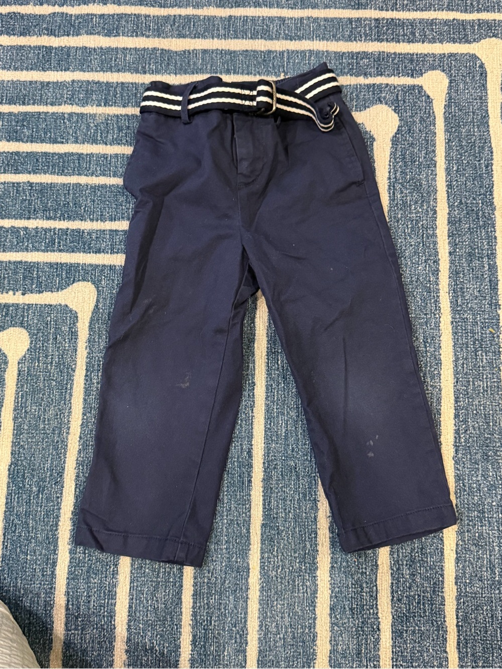 Polo by Ralph Lauren Navy Kids Dress Chinos with Striped Belt